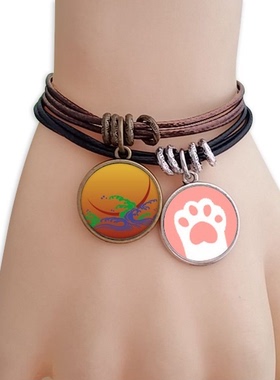 日本花朵金色猫咪原创设计风手链