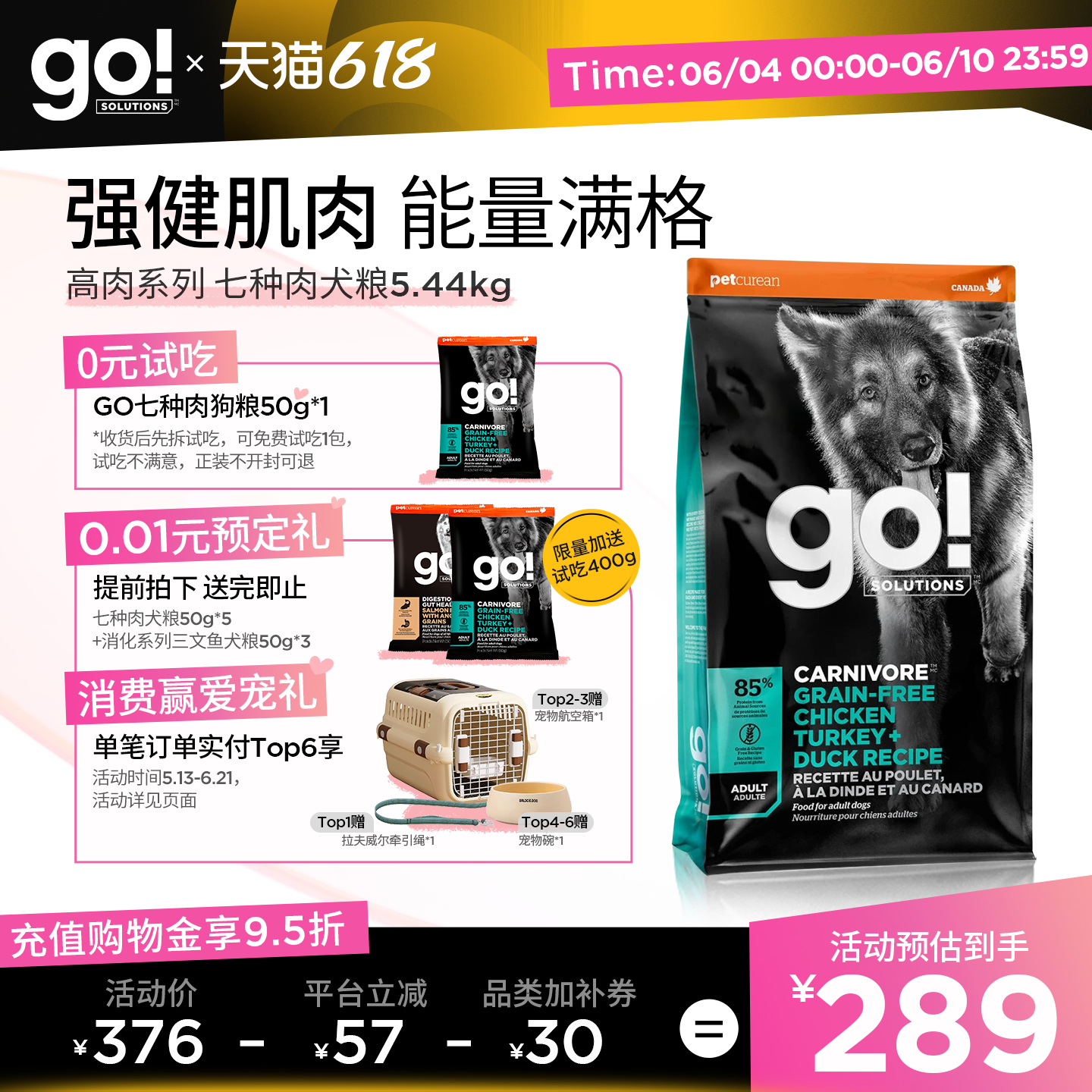 GO狗粮进口七种肉鸡肉火鸡肉成犬粮美毛轻体三文鱼高营养12磅