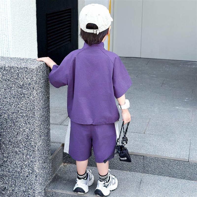 男童夏套装2026新款韩版帅气儿童夏装短袖夹克痞帅炸街男宝两件套