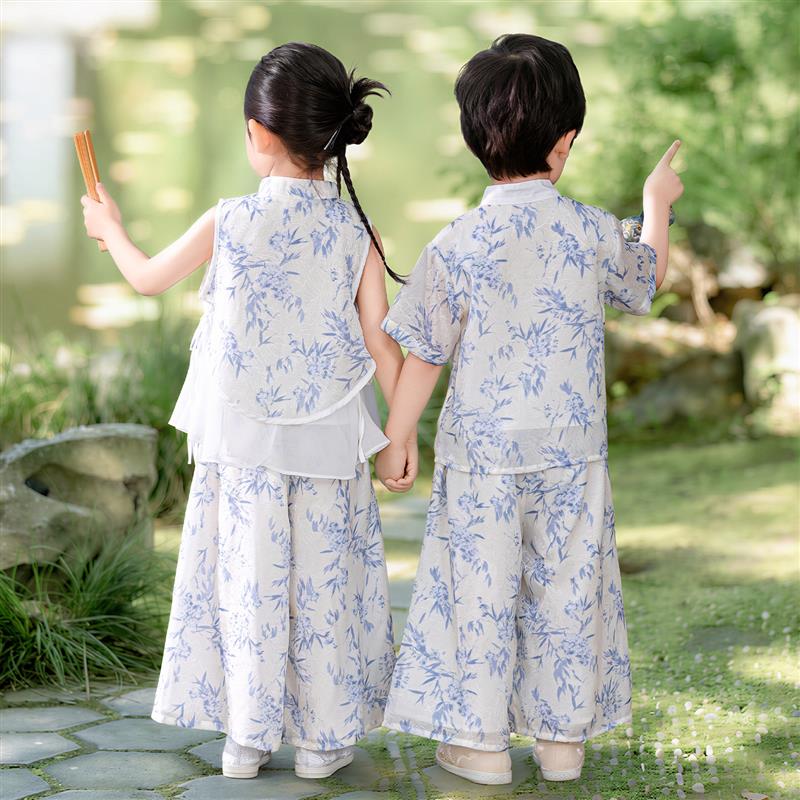 男女宝宝中国风汉服表演服夏季兄妹装幼儿园国学服朗诵服六一演出