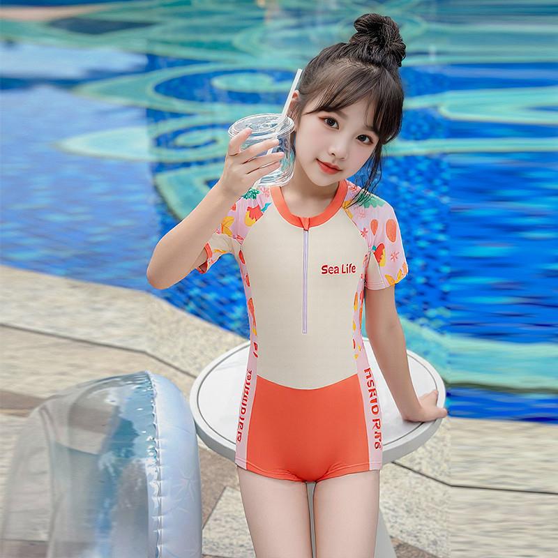 女童夏季超好看连衣专业训练游泳衣2025新款大童洋气女孩短袖泳装