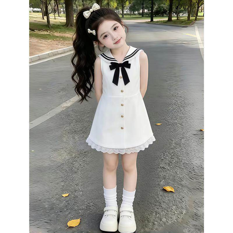 无袖洋装子女2026新款夏季法式学院风高级感巨好看白色收腰短裙