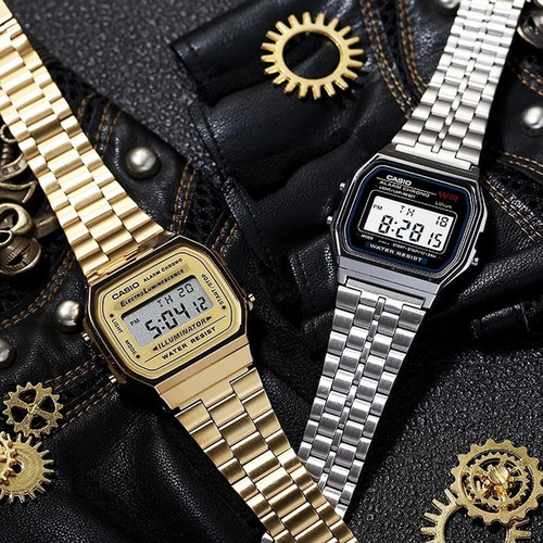 卡西欧复古小金表防水小方块手表