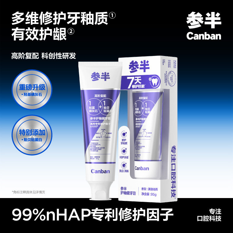 参半护釉健牙膏含氟通用清新口气