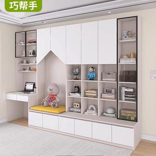 客厅书柜书桌一体客厅沙发卡座储物柜组合满墙书架背景厂家