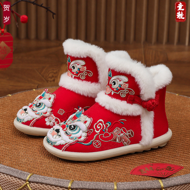 虎头鞋中国风汉服鞋女童冬季棉鞋