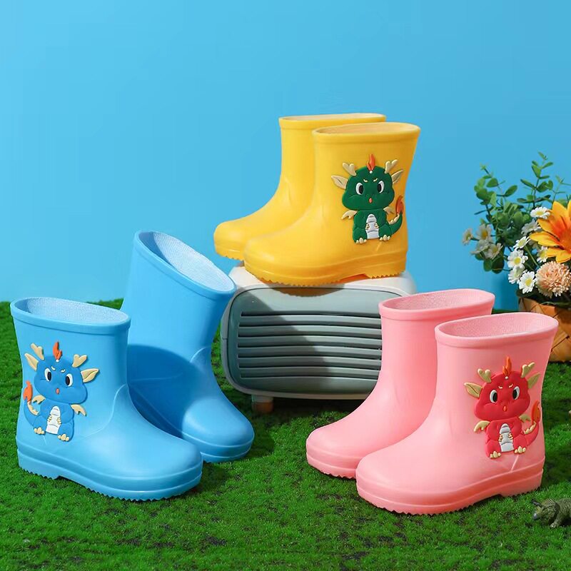 儿童雨鞋卡通恐龙宝宝雨靴防水外穿男女童2-7岁可爱水鞋短筒套鞋