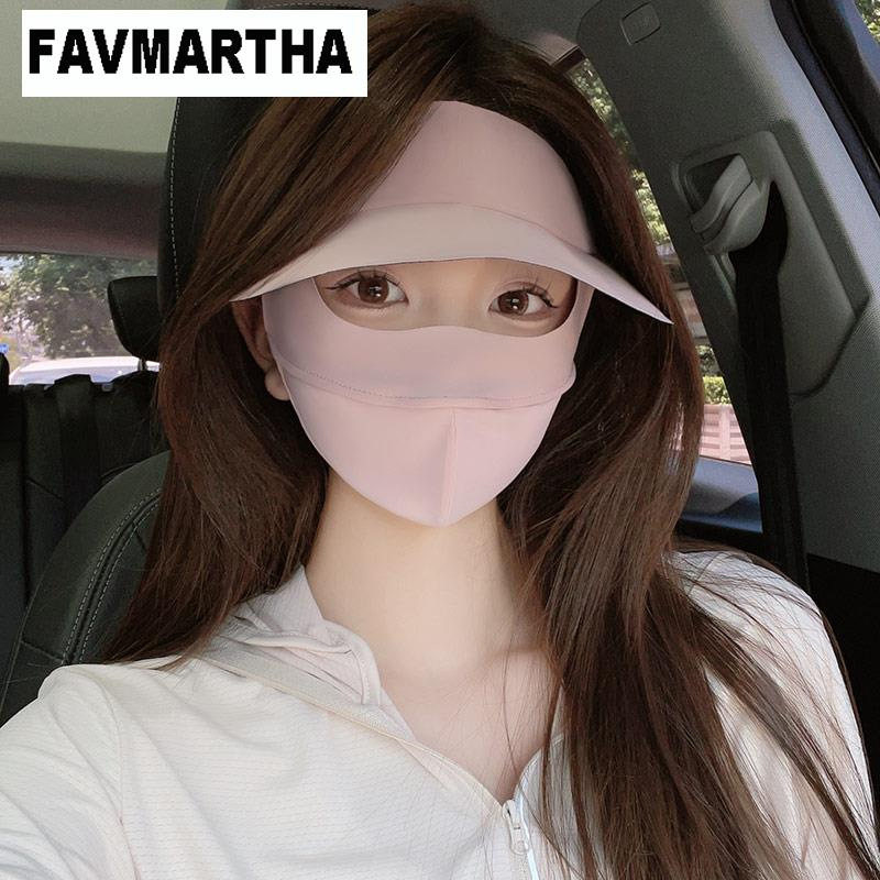 夏季防晒面罩全脸连帽子一体冰丝口罩骑行脸基尼防紫外线遮阳透气