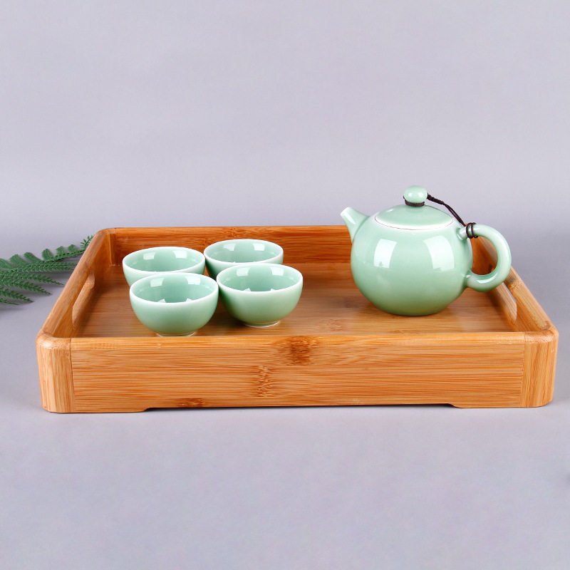 产地货源加厚圆角托盘茶具茶盘家用酒店手提式全竹餐盘水果盘