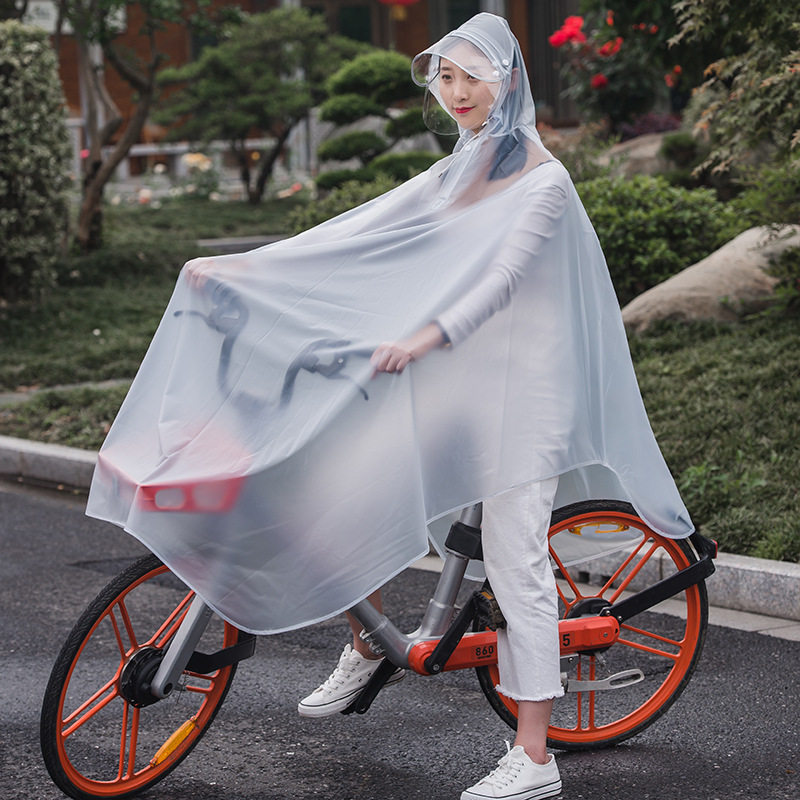 磨砂透明自行车雨衣双帽水晶3xxxl雨披单人加厚雨衣户外雨衣
