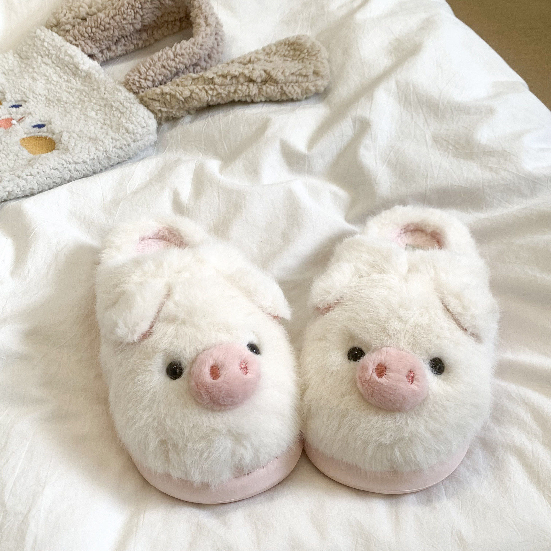 日系慵懒风猪猪棉拖女厚