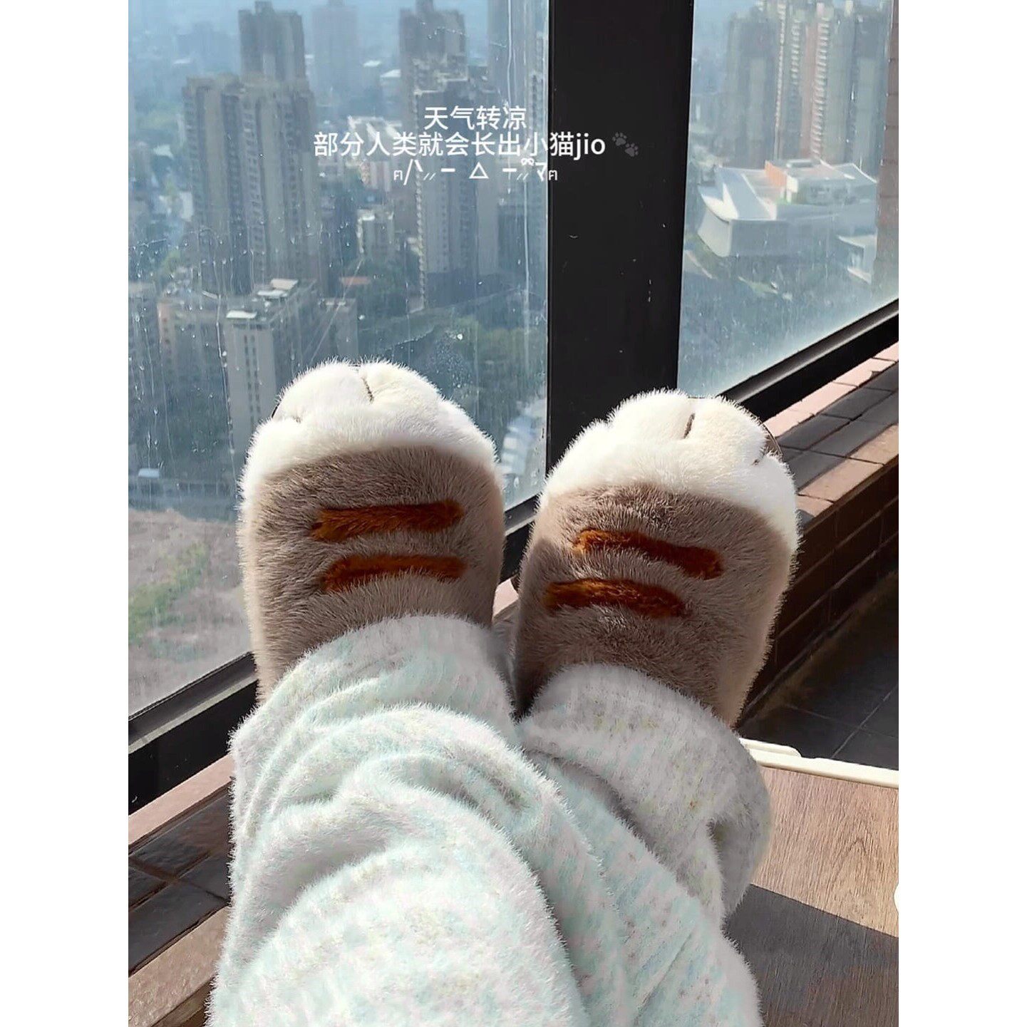 可爱猫爪拖鞋棉拖2025新款秋冬季厚底棉拖鞋情侣外穿居家用棉拖鞋