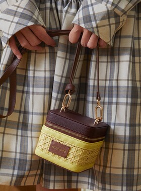 观园吉原创设计新款mini编织包包手提包小拎包通勤单肩盒子包礼物