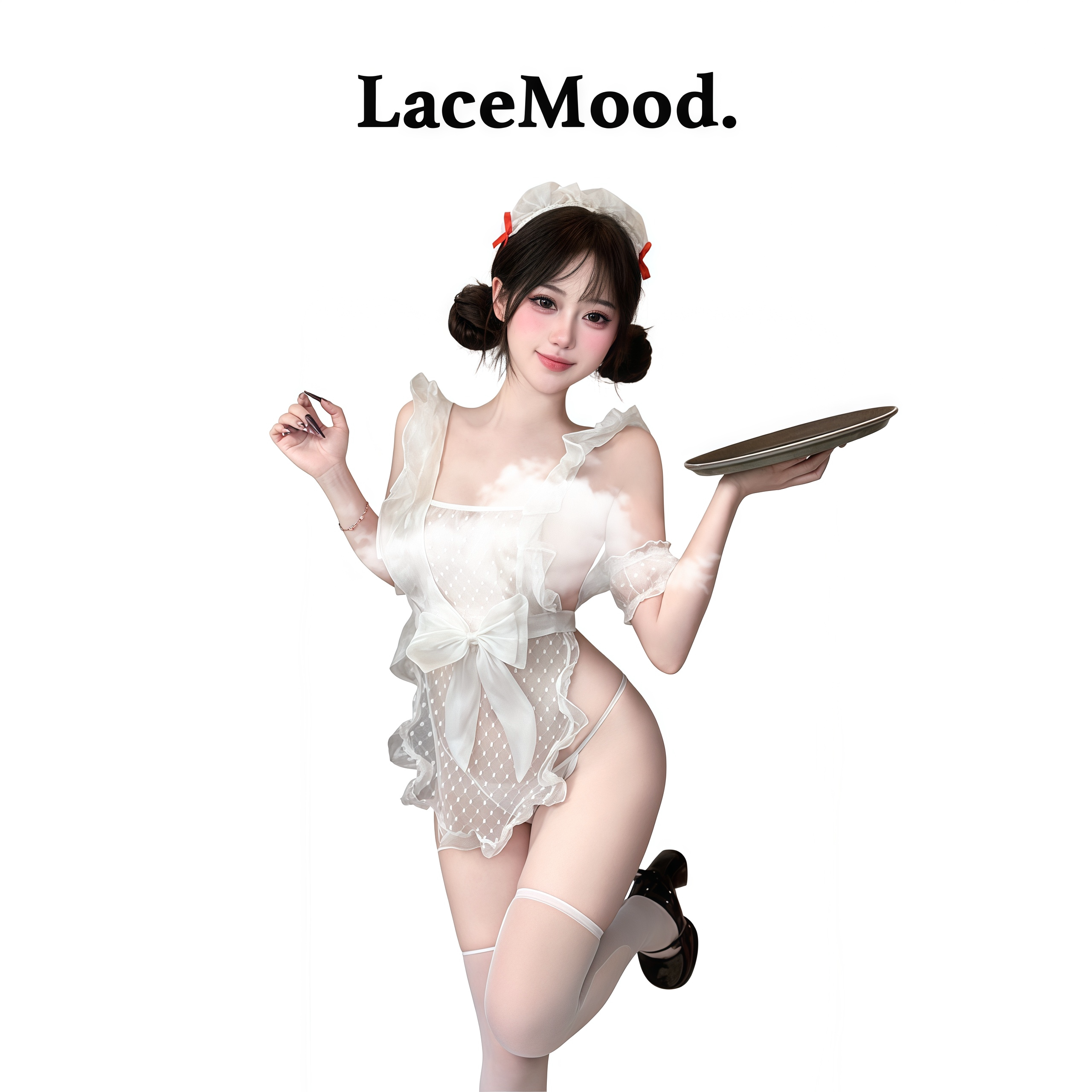 LaceMood：性感睡裙蕾丝女仆镂空透视角色扮演内衣纯欲女佣qqny