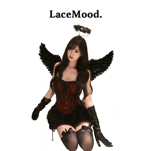LaceMood：性感纯欲风万圣节穿搭小恶魔cos马甲情趣制服qqny内衣