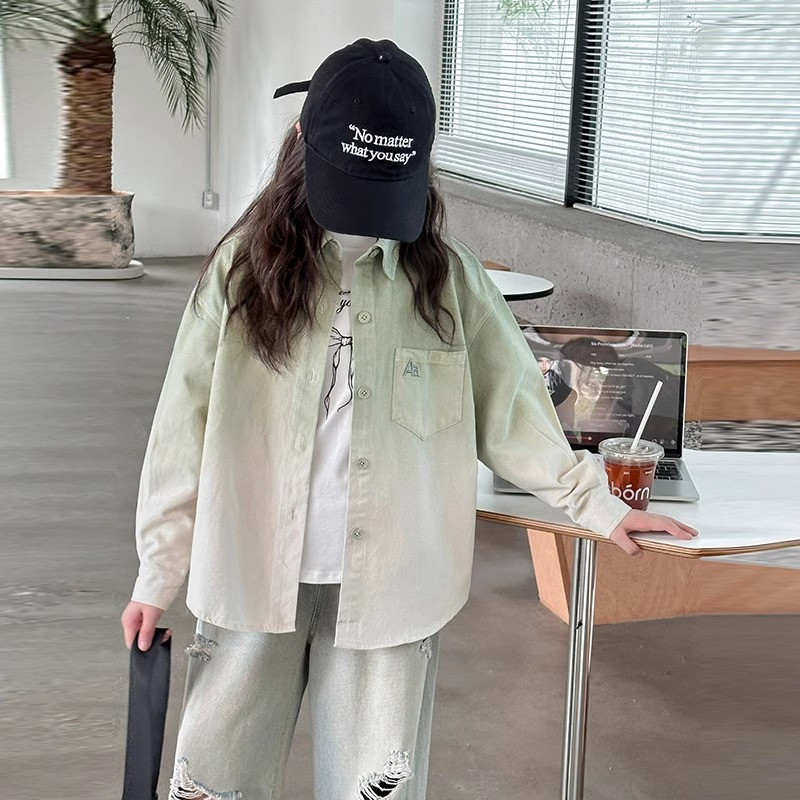 女童衬衫秋装外穿新款儿