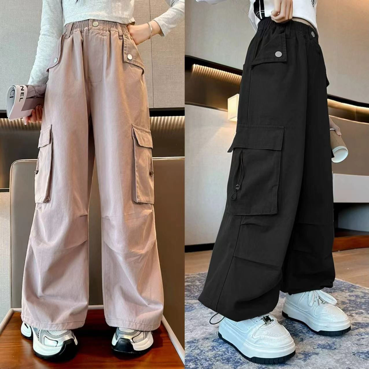 女童春秋工装裤儿阔腿裤