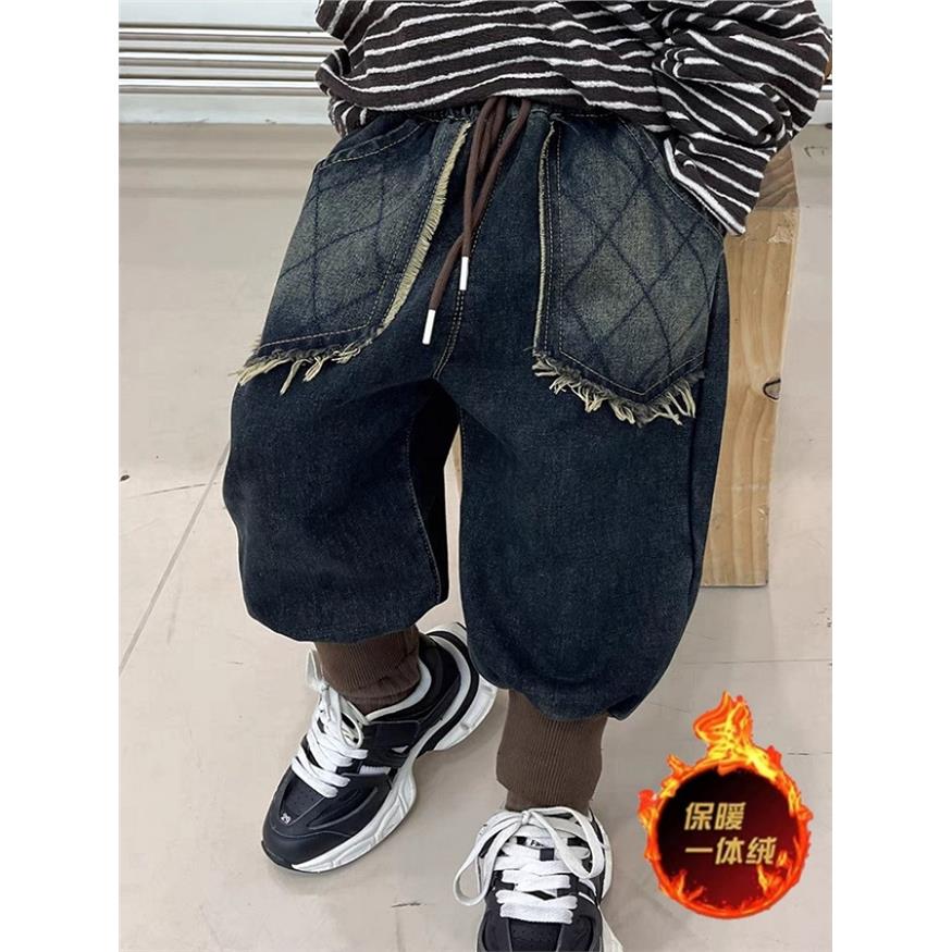 男童加绒牛仔裤秋冬新款