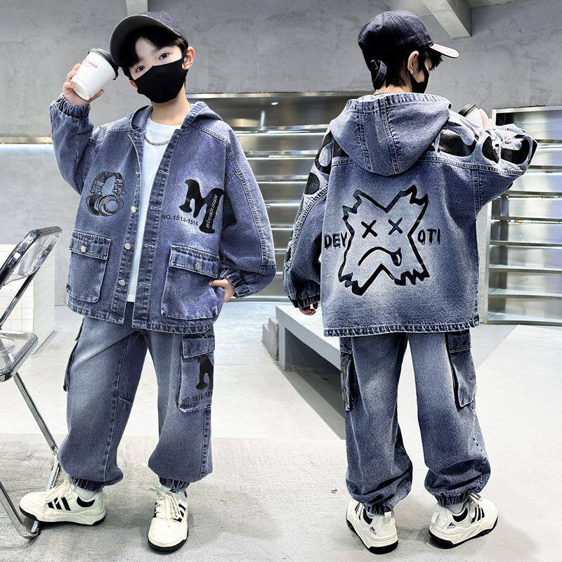 儿童套装男童牛仔春装202