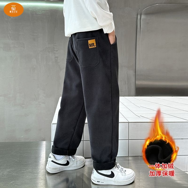 男童灯芯绒裤子秋冬加绒