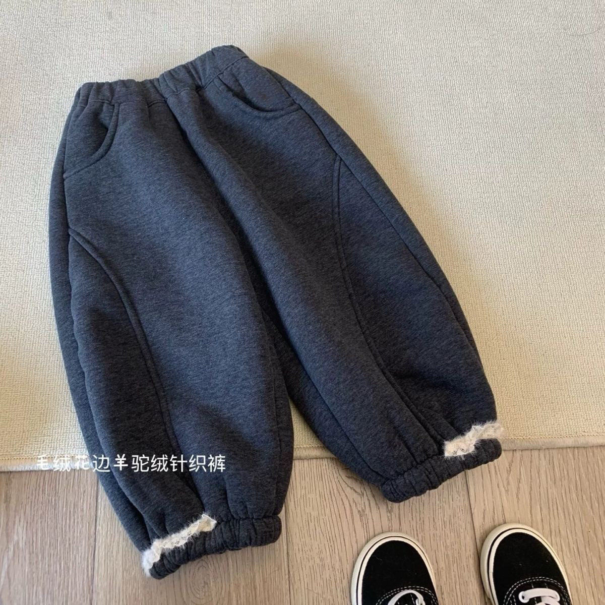 女童加绒裤子冬季新款羊