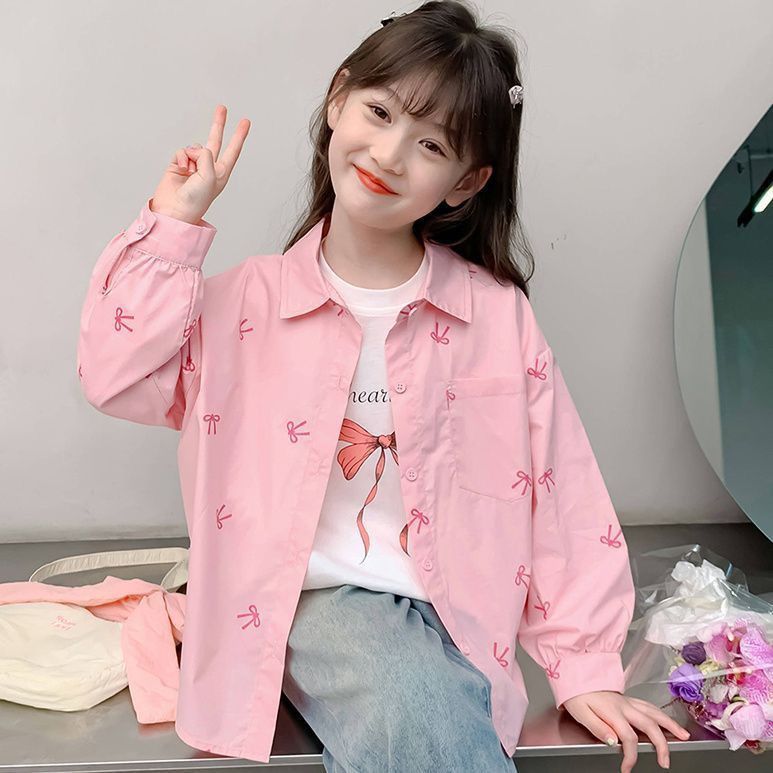 女童秋装蝴蝶结衬衫外套