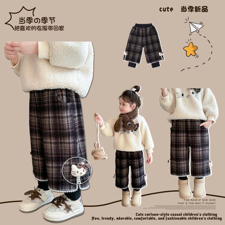 女童加绒裤子秋冬2025新