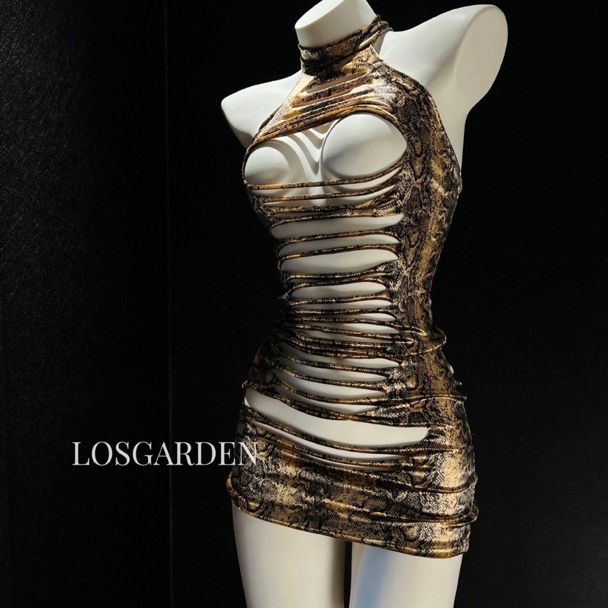 2026挂脖包臀辣妹情调趣味内衣性感大码夜店制服蛇皮纹纯欲女睡裙