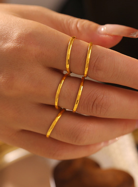 复古冷淡风素圈光面戒指女ins风