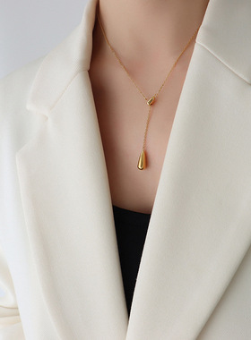 欧美个性潮流水滴吊坠可滑动流苏