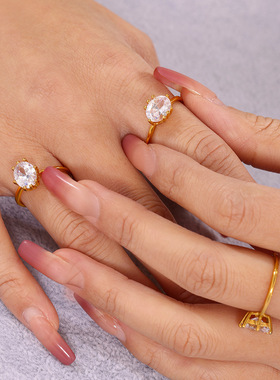 摩天轮高奢椭圆锆石戒指女INS风