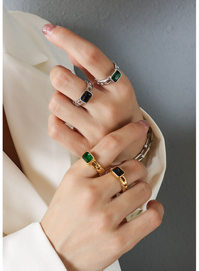 法国小众设计切面钛钢商务戒指