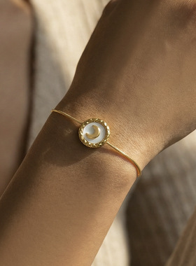 跨境热销白贝母月亮手链chic轻奢