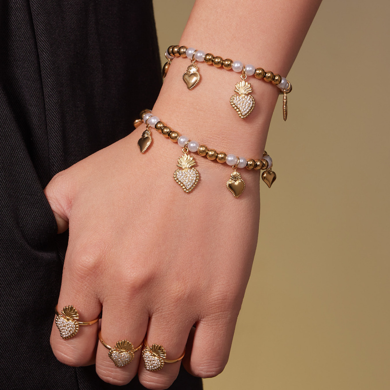 不锈钢镀金圆珠仿珍珠串珠锁骨链