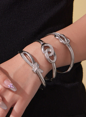 摩天轮欧美交织打结手镯镶钻时尚