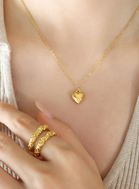 简约小清新迷你小桃心钛钢锁骨项