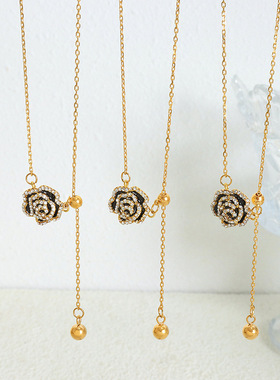 欧美小众优雅浪漫滴油玫瑰花吊坠