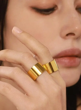 宽版光面戒指冷淡风简约开口指环