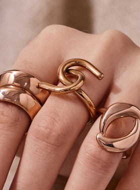 欧美ins风夸张几何镂空异形光面