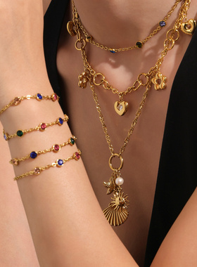 多巴胺锆石爱心钛钢饰品