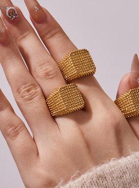 复古个性不锈钢圆点戒指ins几何