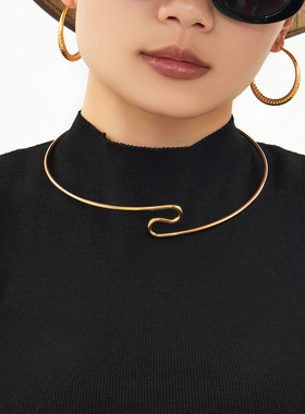 几何扭曲线条项圈设计极简ins主