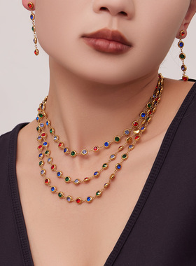 chic奢华5A圆锆拼接不锈钢手链项