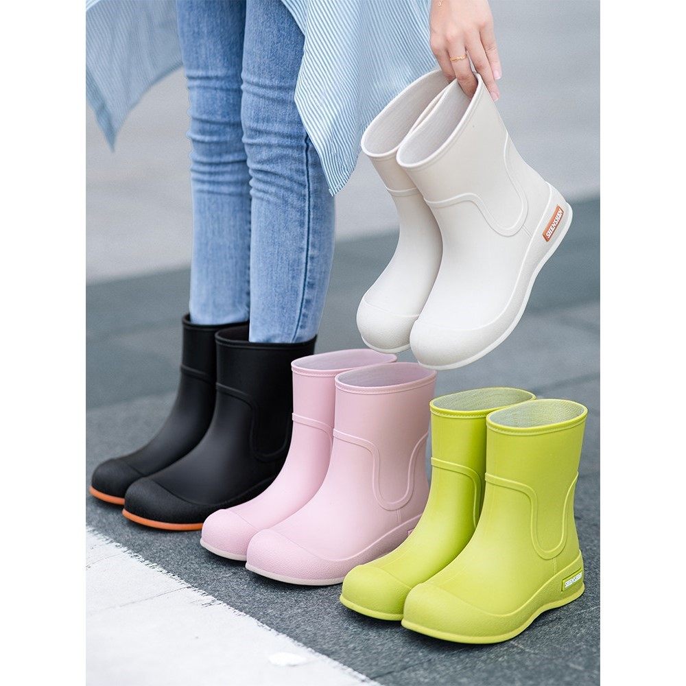 雨鞋女款中筒雨靴加绒水鞋新款防水防滑胶鞋厨房洗车工作短筒水靴