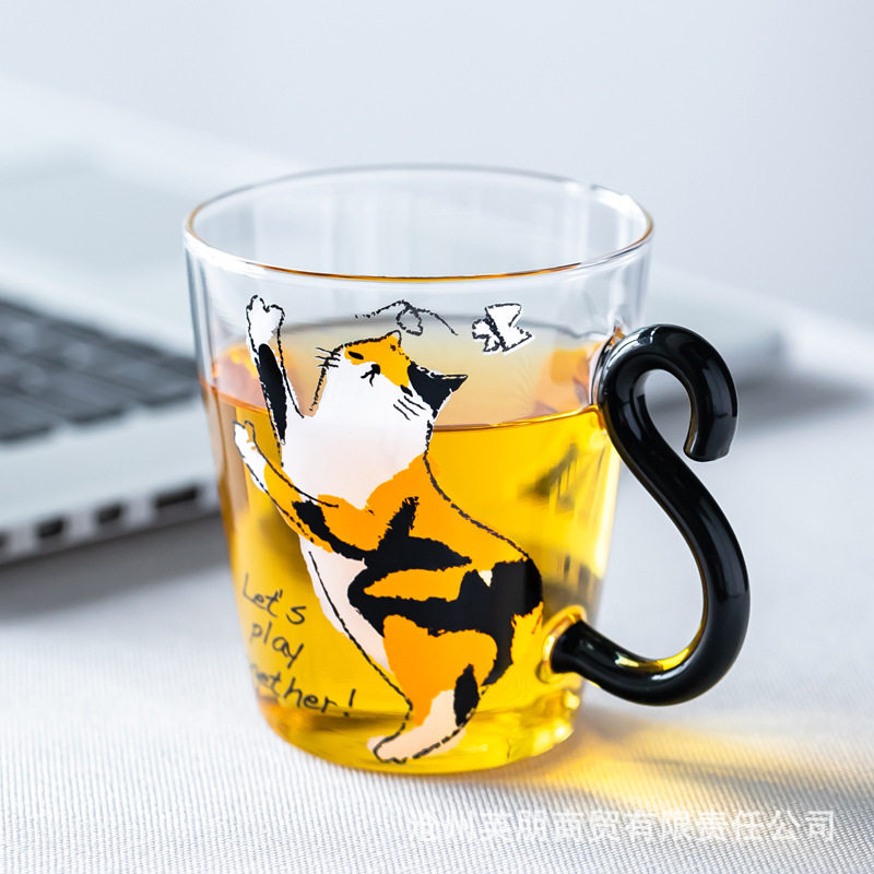 日式创意可爱猫咪玻璃杯