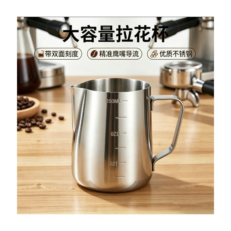 304不锈钢拉花杯带刻度量