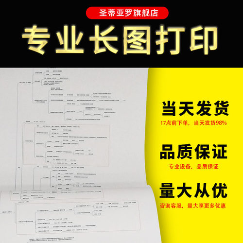 加长超长图思维导图xmind导出PDF彩色黑白打印图纸CAD彩图输出