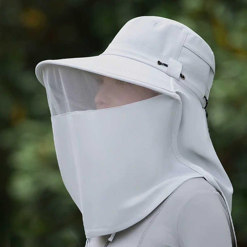 户外全方位防晒帽女夏季遮脸面罩护颈一体男登山钓鱼养蜂大沿帽子图片