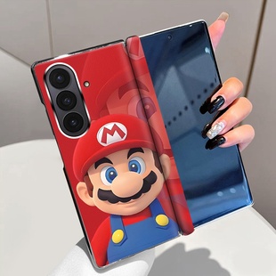 马里奥适用三星ZFold7手机壳磁吸中轴zfold6全包铰链w25折叠屏zfold5电镀ZFold4超薄w24防摔Zfold3保护套