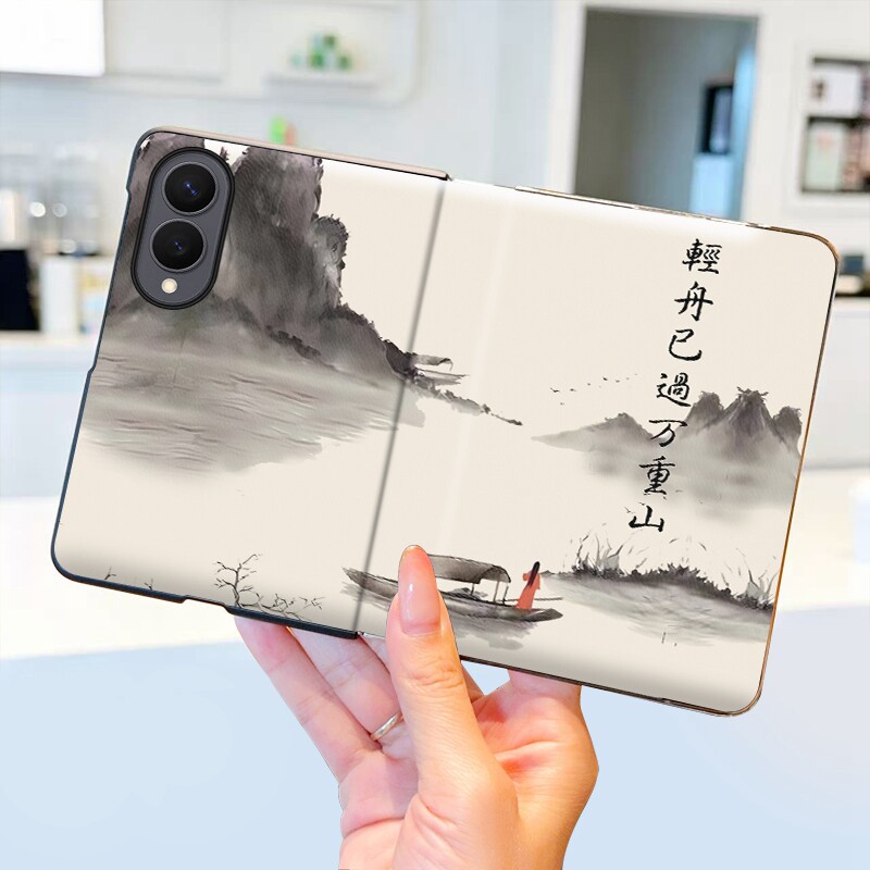 云海归鸿适用三星ZFold8手机壳翻盖皮套全包中轴铰链GalaxyZFold8折叠屏保护套皮革个性潮牌防摔卡通男女款